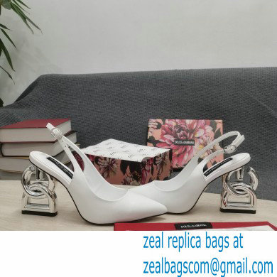 Dolce  &  Gabbana Heel 10.5cm Slingbacks White with DG Heel 2022